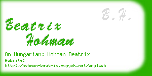 beatrix hohman business card